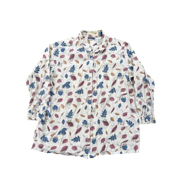 Erika II & Co whimsi Leaf autumn rayon blend button up 1X leaves whimsigoth - Picture 1 of 4